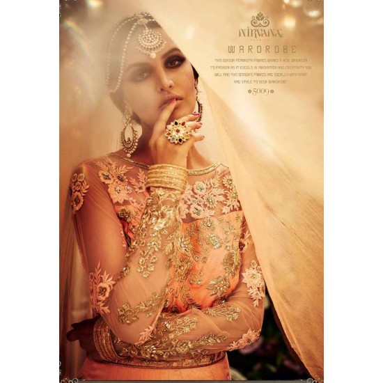 Long Evening Dress Peach Designer Gown