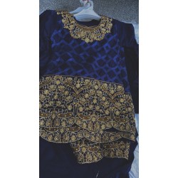 Blue Cotton Girls Party Dress