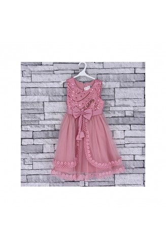 GIRLS ROSE PINK PARTY DRESS (4-14 YEARS)