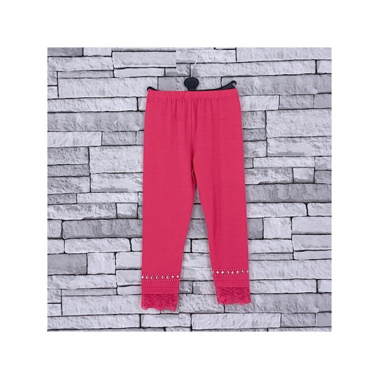GIRLS H/PINK DIAMANTE LACE LEGGINGS (2-14 YEARS)
