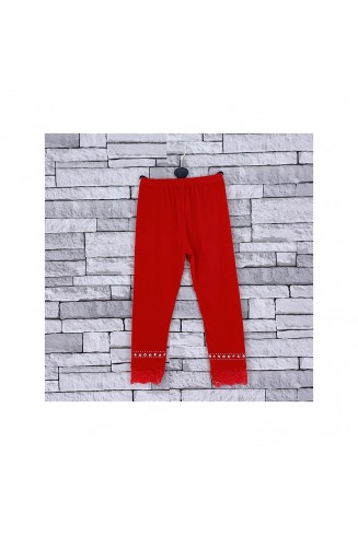 GIRLS RED DIAMANTE LACE LEGGINGS (2-14 YEARS)