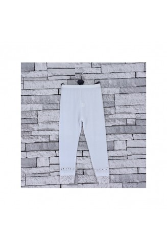 GIRLS WHITE DIAMANTE LACE LEGGINGS (2-14 YEARS)