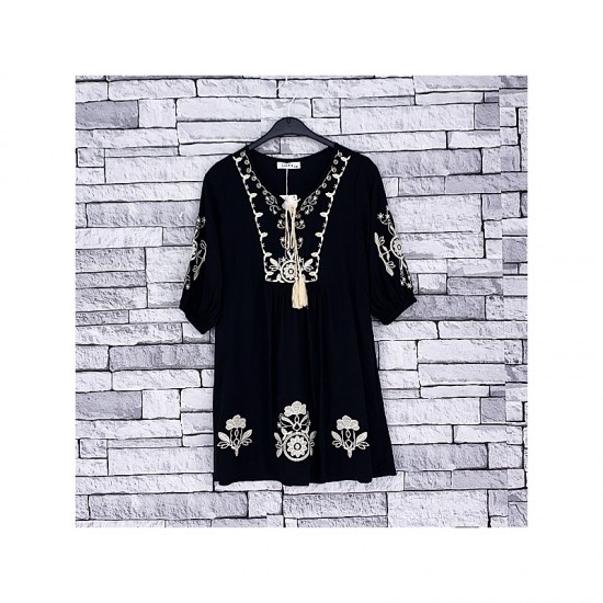 GIRLS BLACK & GOLD KAFTAN DRESS (4-14 YEARS)