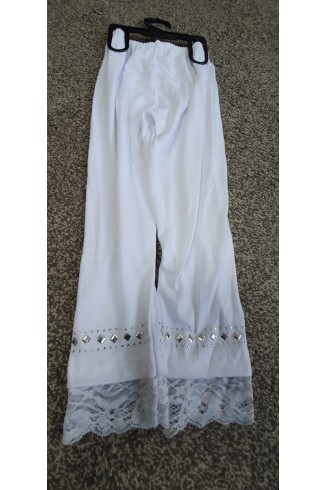 GIRLS WHITE DIAMANTE LACE LEGGINGS (2-14 YEARS)