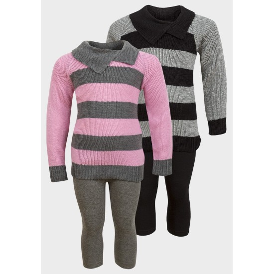 Girls Stripe Jumper & Leggings Set