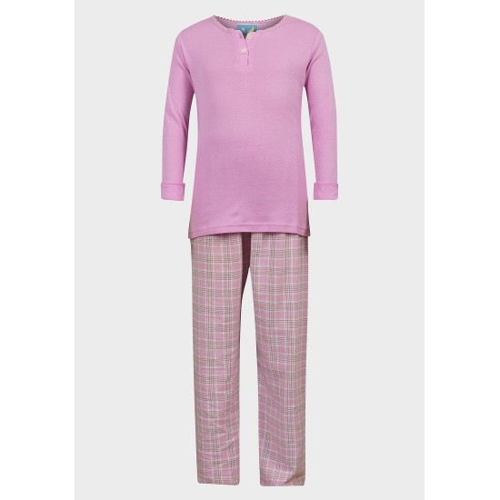 Girls Lilac Long Sleeves Cotton Pyjama