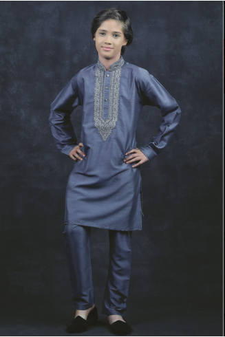 GREY READYMADE BOYS EID KURTA SHALWAR