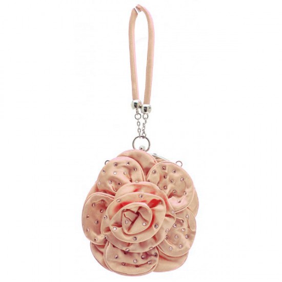 Small Sized Diamante Flower Clutch Bag   