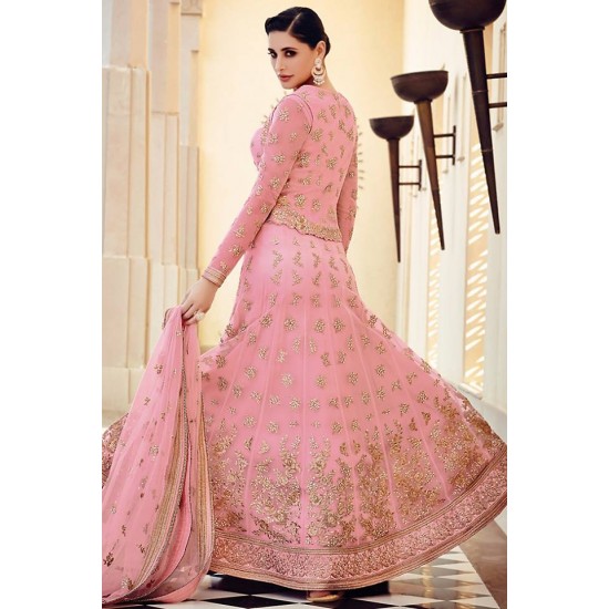 Pink Heavy Embroidered Bridal Wedding Lehenga