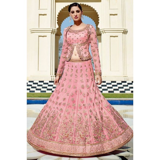 Pink Heavy Embroidered Bridal Wedding Lehenga