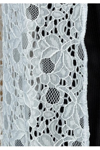 Brilliant White Long Sheer Lace Net Cardigan 