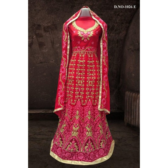 RED BOLLYWOOD DESIGNER WEDDING AND BRIDAL ETHNIC LEHENGA  (FREE STITCHING)
