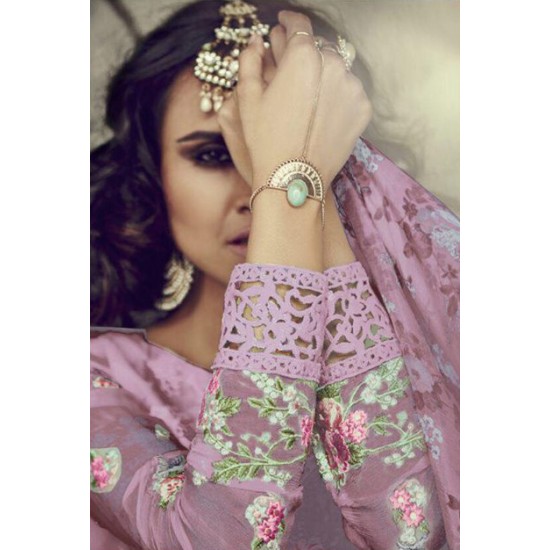 Hot Pink Indian Pakistani Georgette Churidar Party Wear Suit 