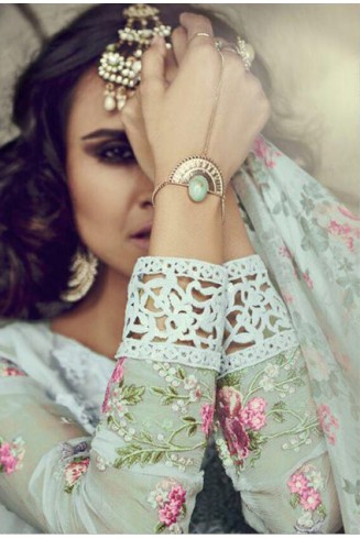 Sky Blue Indian Pakistani Georgette Churidar Party Wear Suit 