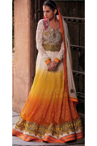 Yellow Contrast Maxi Dress Party Anarkali Suit