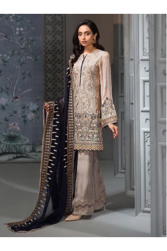 Grey & Blue Designer Georgette Party Wear Suit