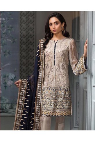 Grey & Blue Designer Georgette Party Wear Suit