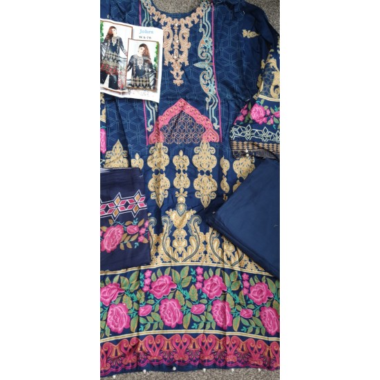 NAVY BLUE PAKISTANI DESIGNER EMBROIDERED READYMADE SUIT