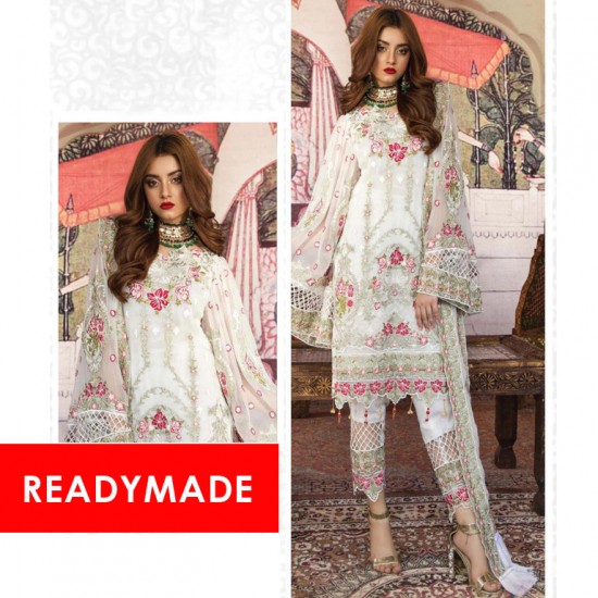 White Pakistani Readymade Salwar Suit