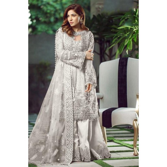 Silver Asian Bridal Pakistani Style Lehenga