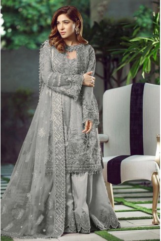 Grey Pakistani Designer Lehenga Choli Dress