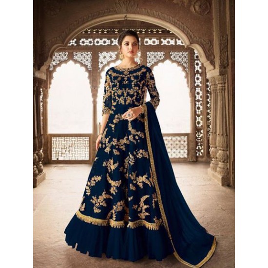 Navy Blue Desi Pakistani Indian Wedding Gown