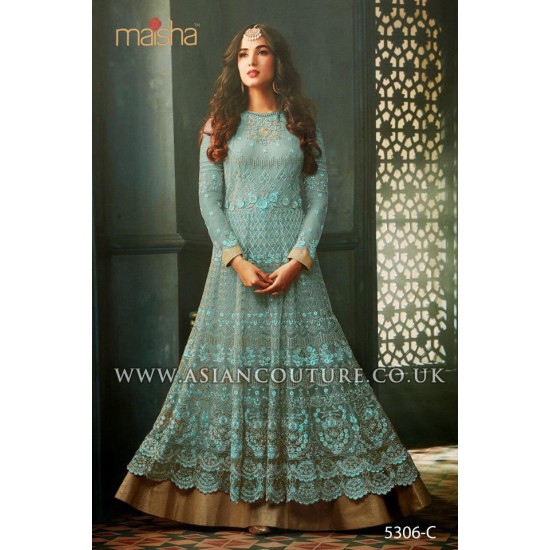 open lace back dress Asian Party Outfit Fully Embellished with Adda Work – Nameera by Farooq main image 0
