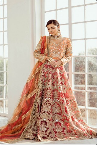 Orange & Red Indian Bridal Wedding Dress