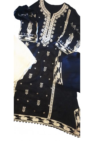 Black Viscose Pakistani Designer Suit