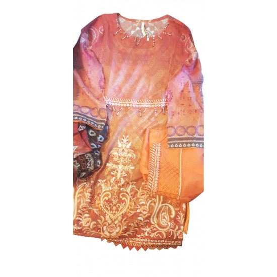 Simran Designer Coral Orange Pakistani Suit Medium