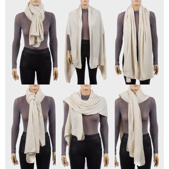 Beige Multi Way Knit Shawl Wrap