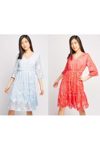 Luxury Embroidered Sheet Mini Dress