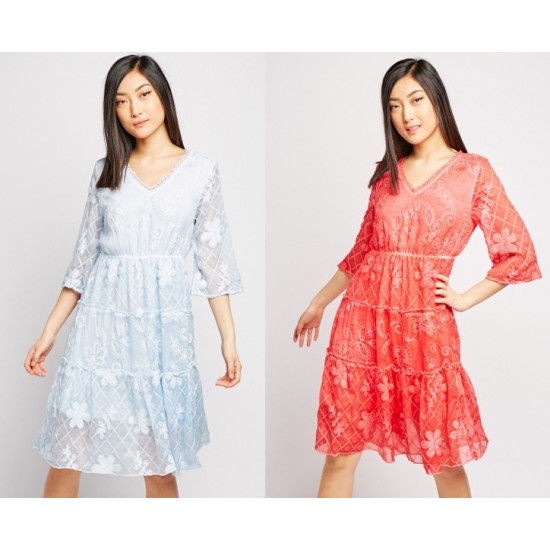 Luxury Embroidered Sheet Mini Dress