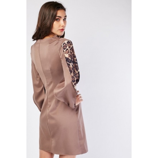 LEOPARD PRINT SLEEVE READYMADE SHIFT DRESS