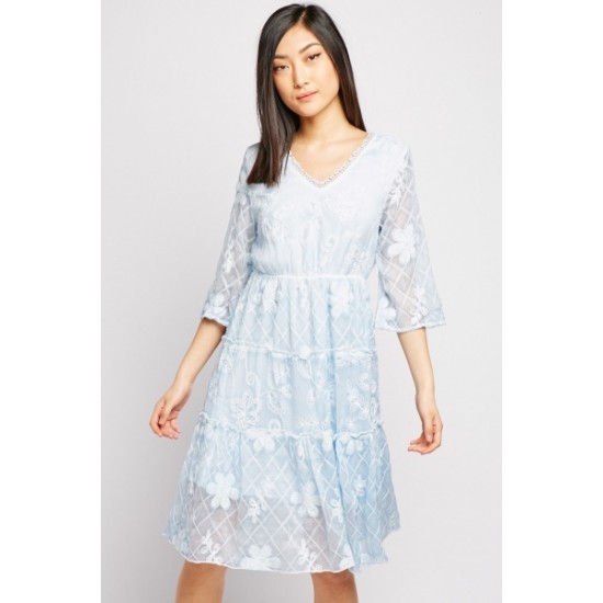 Luxury Embroidered Sheet Mini Dress