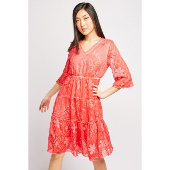 Luxury Embroidered Sheet Mini Dress