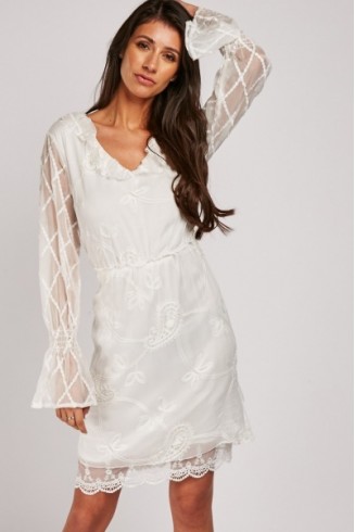 FANCY SUMMER FRILLY EMBROIDERED SKATER DRESS