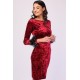 Maroon Velvet Midi Dress Designer Outfit 