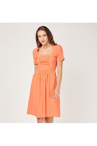 Sandstone Orange Square Neck Midi Dress