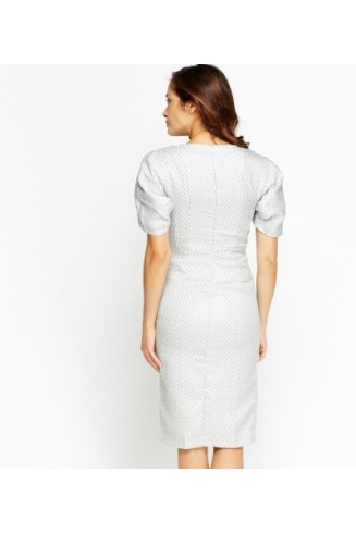 Light Grey Front Slit Designer Dress