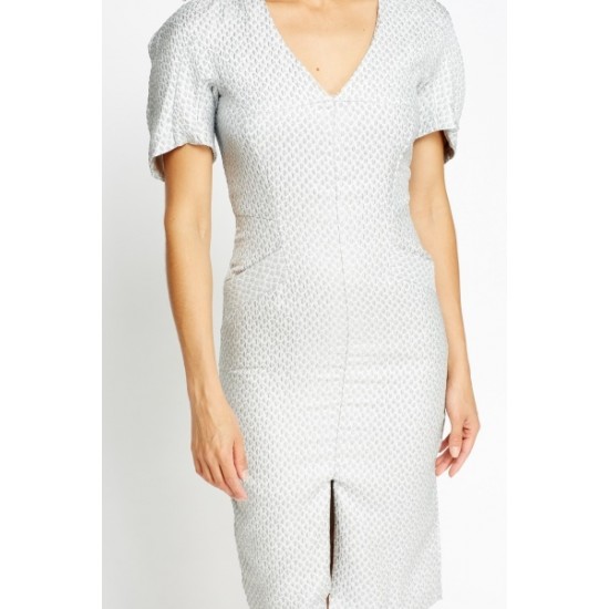 Light Grey Front Slit Designer Dress