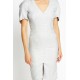 Light Grey Front Slit Designer Dress