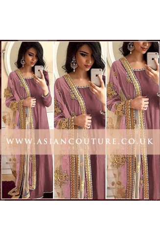 Pink Wedding Anarkali Dress with Heavy Embroidered Dupatta