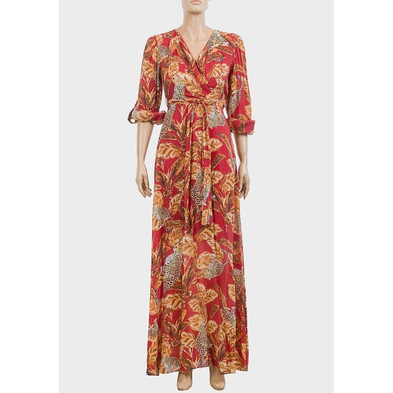 Cinnamon Stick Leopard & Leaves Printed Maxi