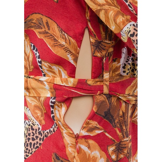 Cinnamon Stick Leopard & Leaves Printed Maxi