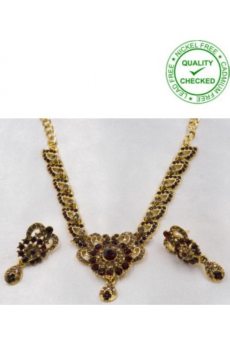 Maroon Gold Heavy Bridal Jewellery Set 