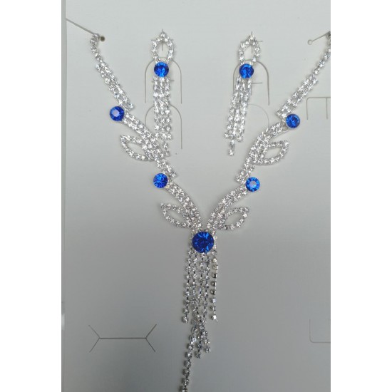 Blue & White Diamond Necklace and Earring Set