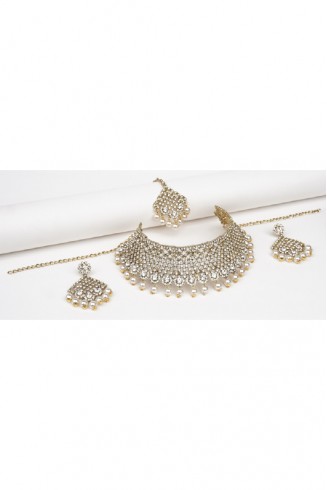 White Gold Indian Party Necklace Set