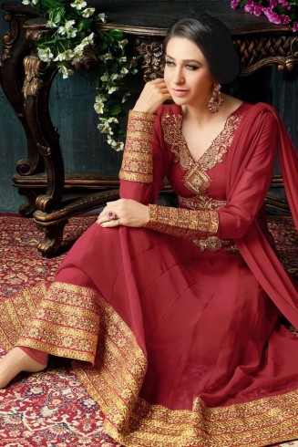 Maroon Plain Anarkali Dress Indian Formal Dress