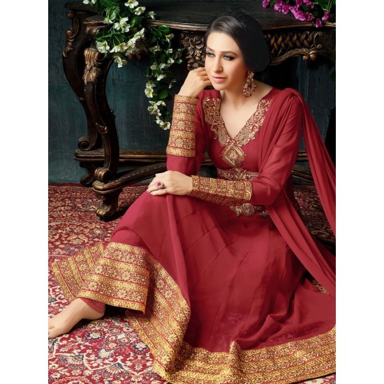 Maroon Plain Anarkali Dress Indian Formal Dress